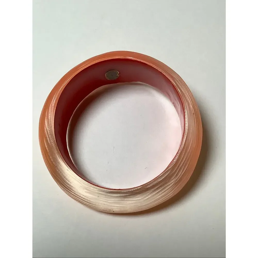 Alexis Bittar Orange Carved Lucite Translucent Bangle Bracelet Vintage F17-29